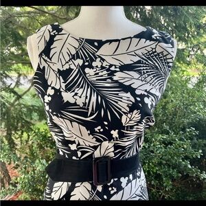 Wiggle Dress Matching Belt Tropical Design